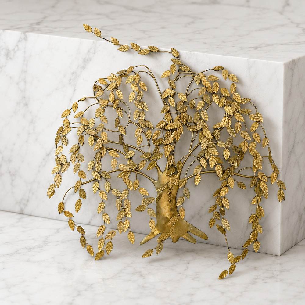 Quest Gold Metal Tree Wall Sculpture Large Nature Art Home Decor 34x34in